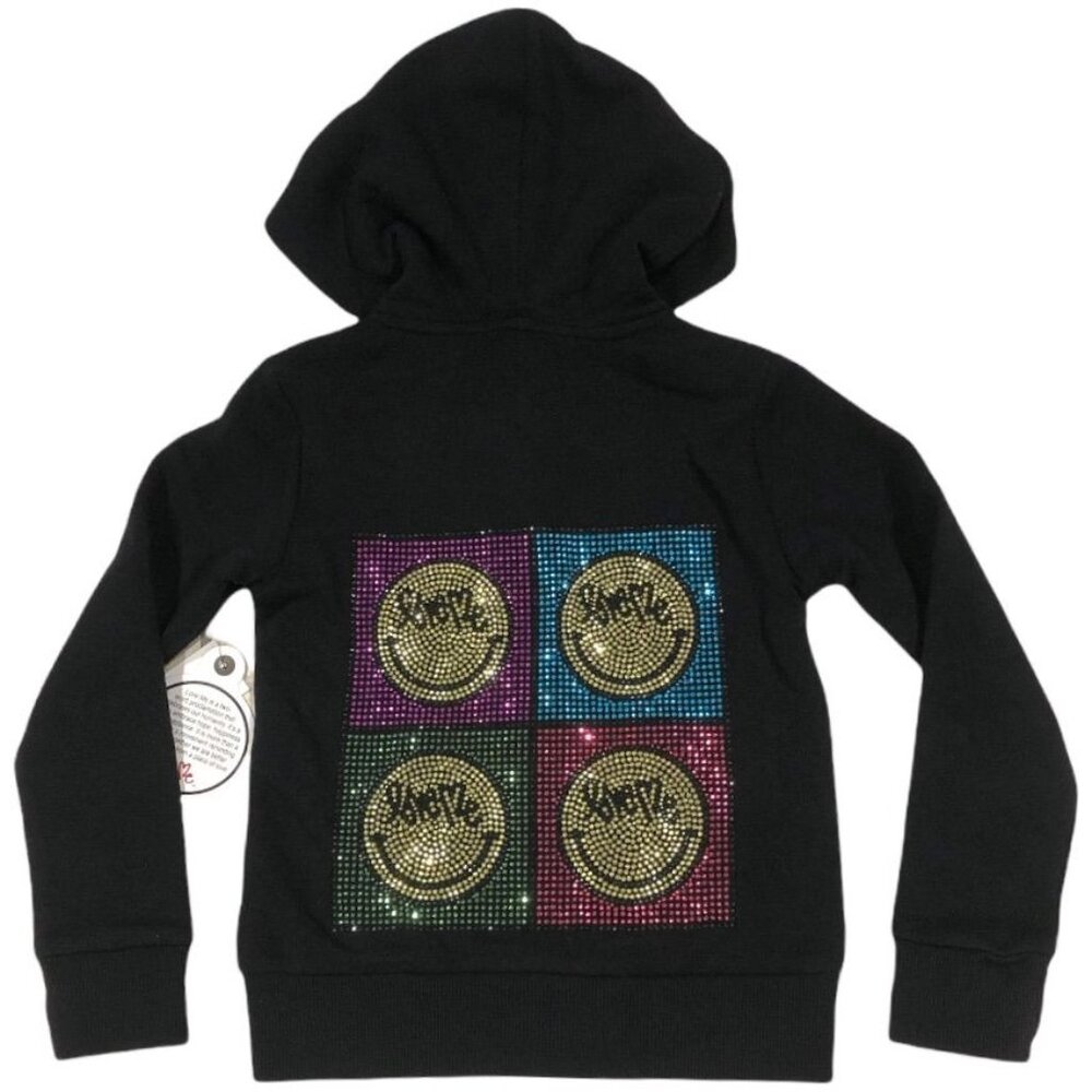 Love Me Sequin Patches Full Zip Sweater Hoodie 5 Girls Kids Cotton Sparkle